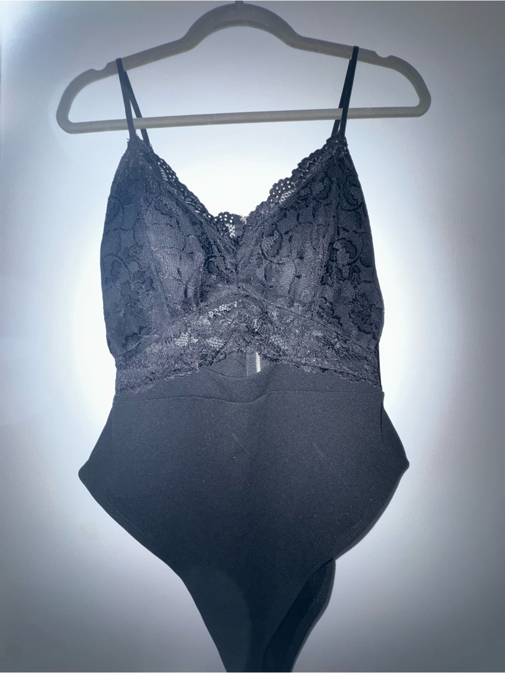 Black Lace Bodysuit Thong - Women's Intimates